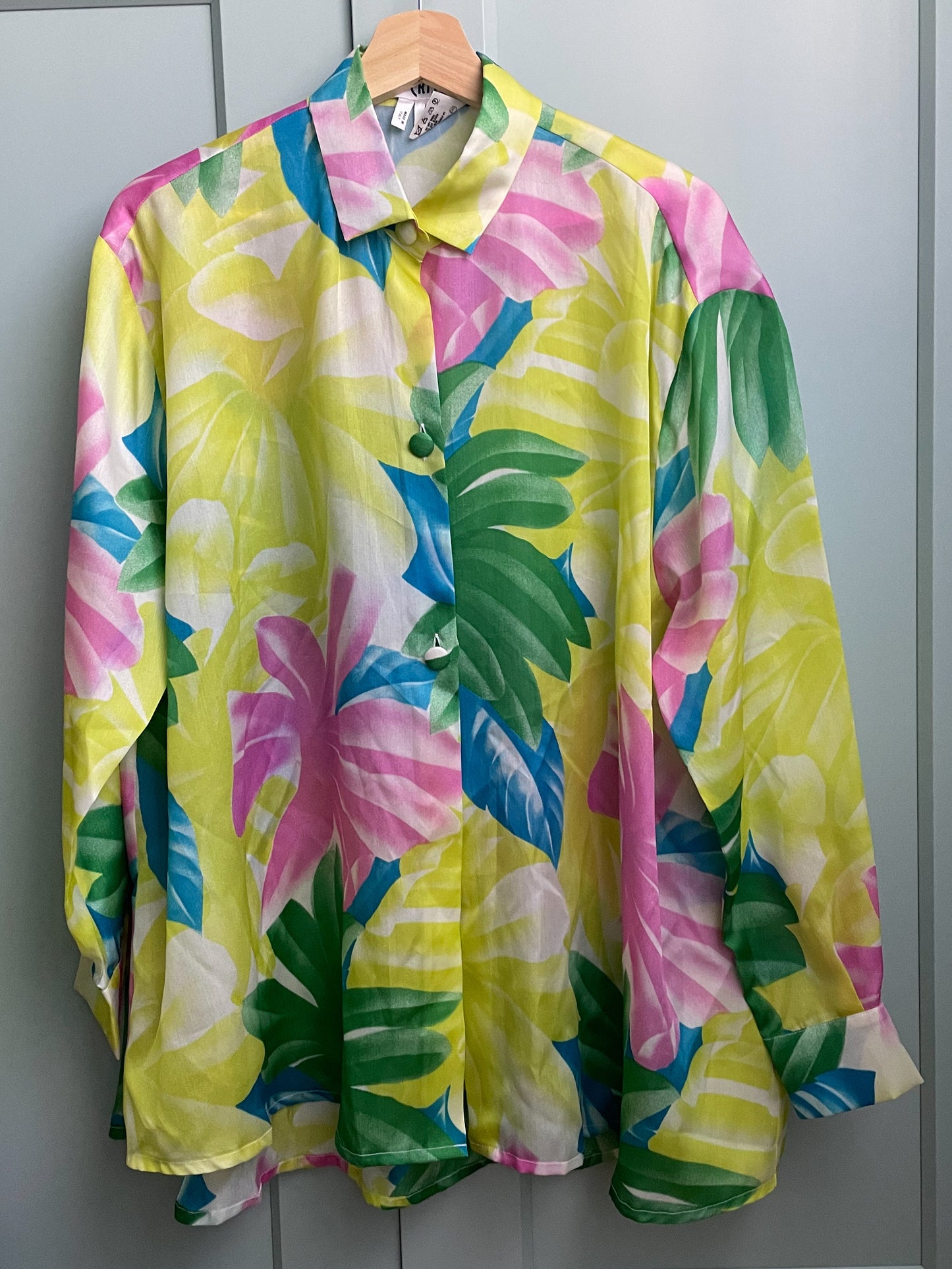 Vintage Designer Crisca Silk Tropical Print Top