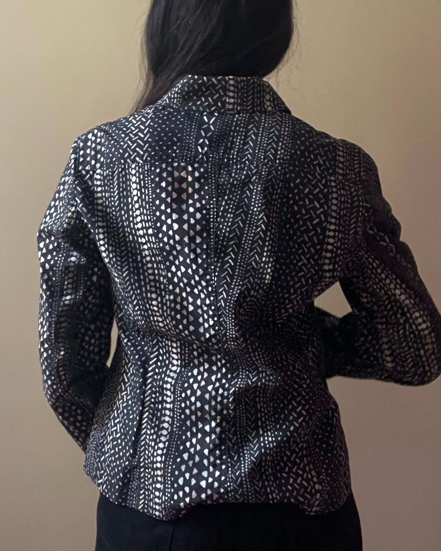 Vintage Designer Marella Printed Blouse With Oversized Buttons