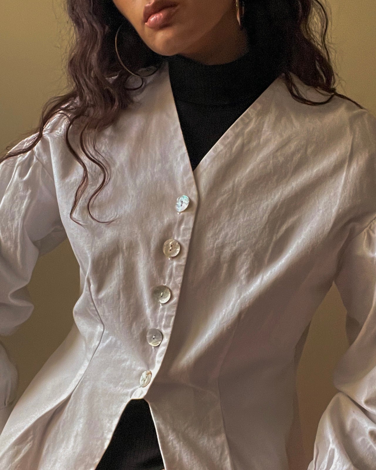 Vintage White Cotton Feminine Top