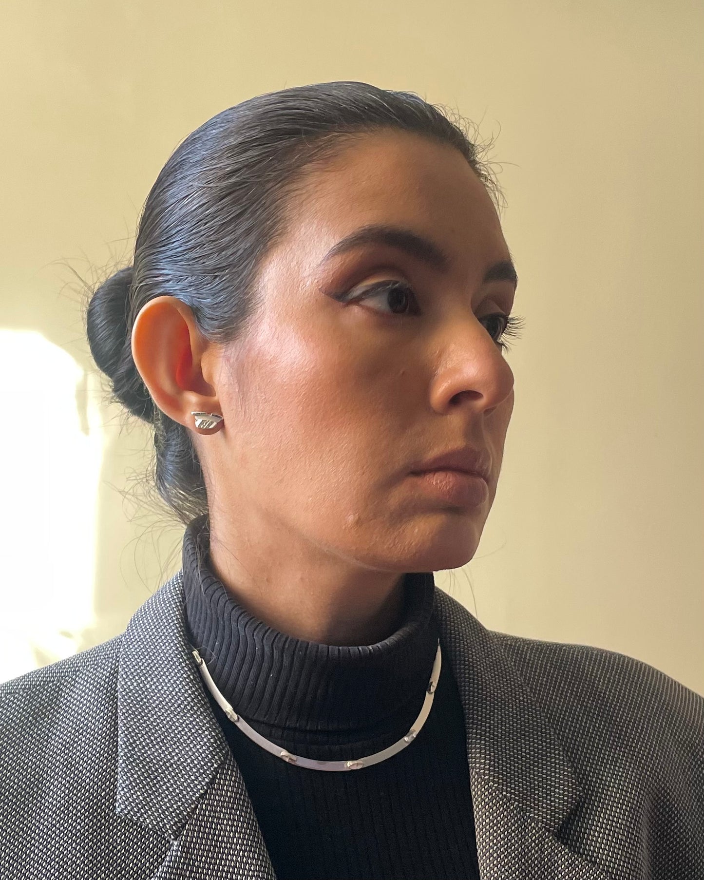 Vintage Designer Björn Weckstrom For Lapponia Sterling Silver Textured Stud Earrings S