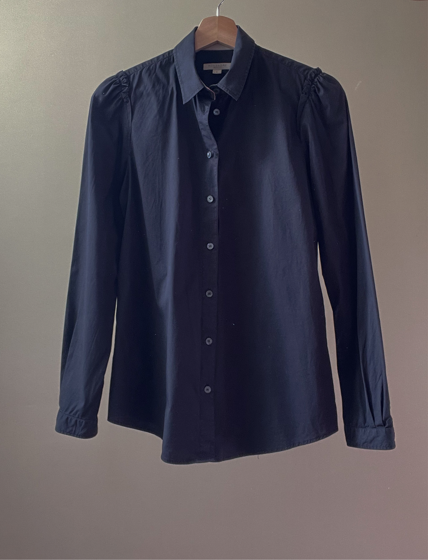 Vintage Designer Burberry Brit Black Cotton Feminine Shirt