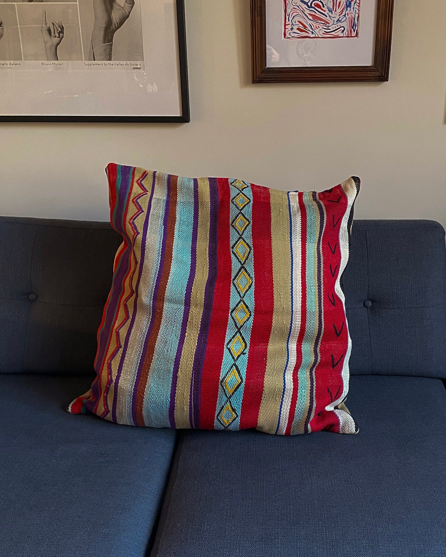 Vintage Handmade Oversized Cotton Striped Pillowcases Set