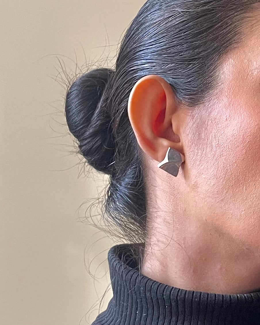 Vintage Designer Björn Weckstrom For Lapponia Sterling Silver Square Stud Earrings M