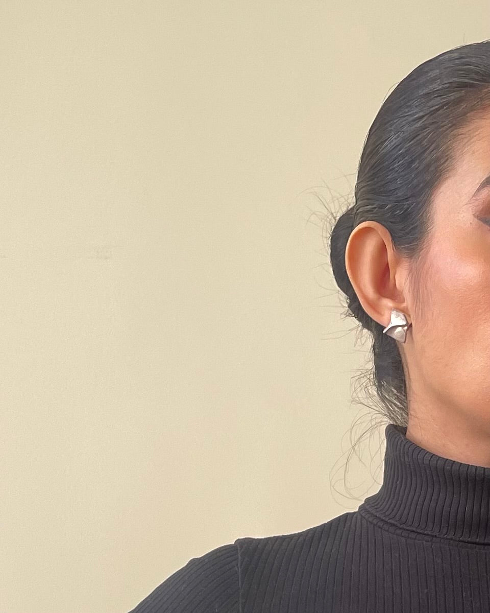 Vintage Designer Björn Weckstrom For Lapponia Sterling Silver Square Stud Earrings M