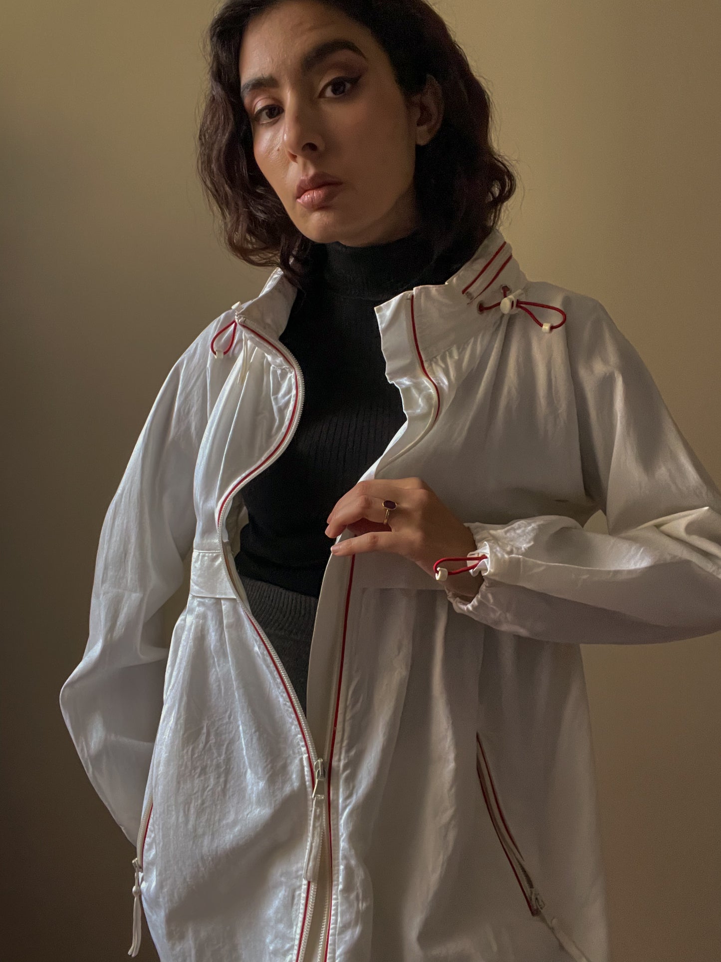 Vintage Designer Moschino White Windbreaker Jacket