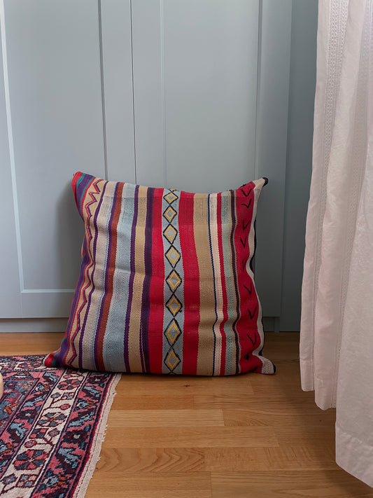 Vintage Handmade Oversized Cotton Striped Pillowcases Set