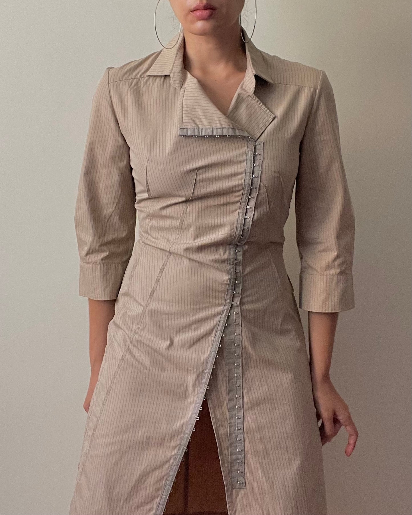 Vintage Designer Plein Brown Asymmetrical Cotton dress