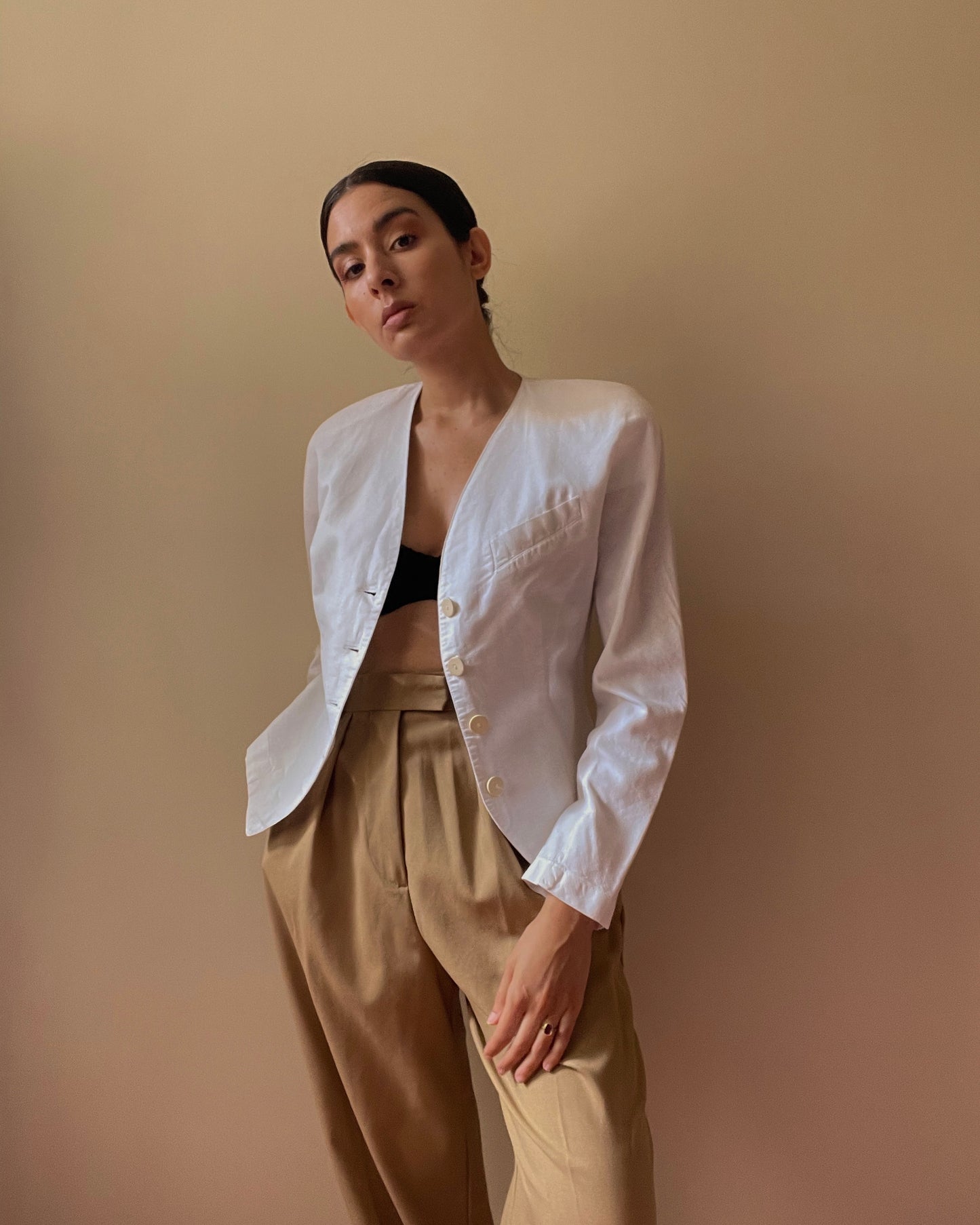 Sexy Vintage White Linen Blend Top