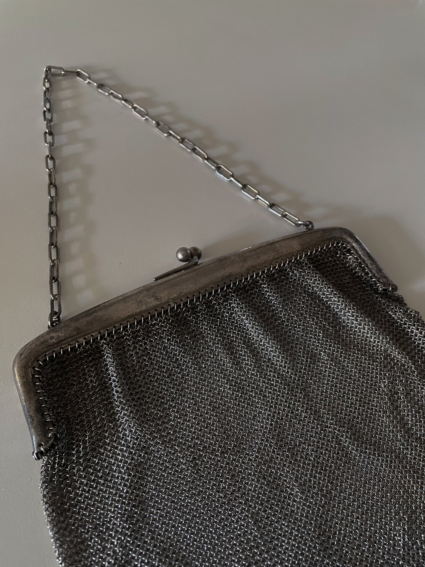 Antique Silver Chainmail Evening Bag