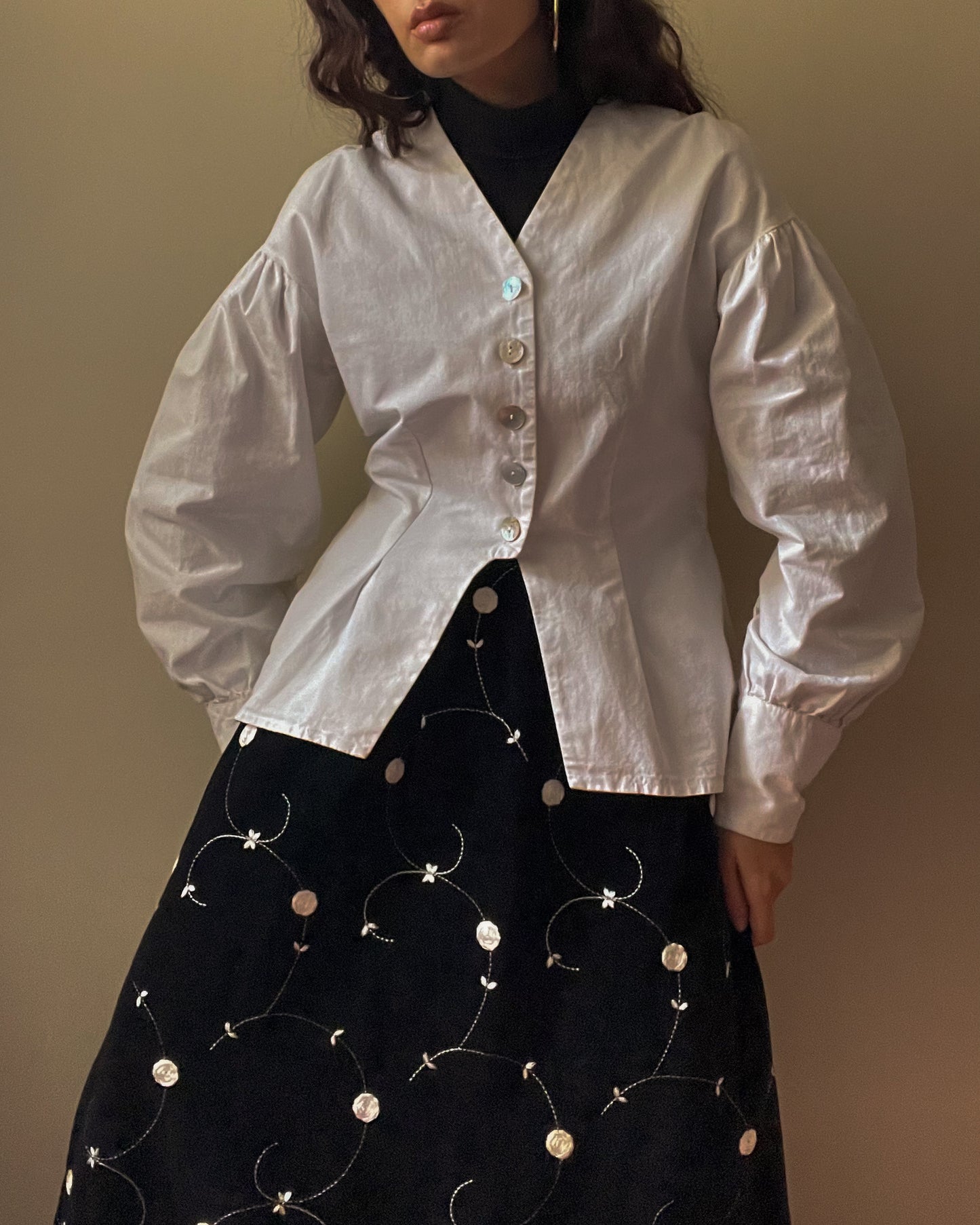 Vintage White Cotton Feminine Top