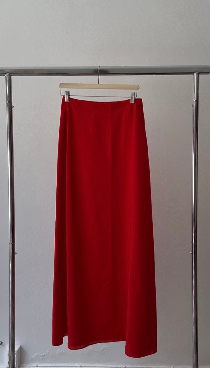 Vintage Designer Vuokko Red Wool Maxi Skirt