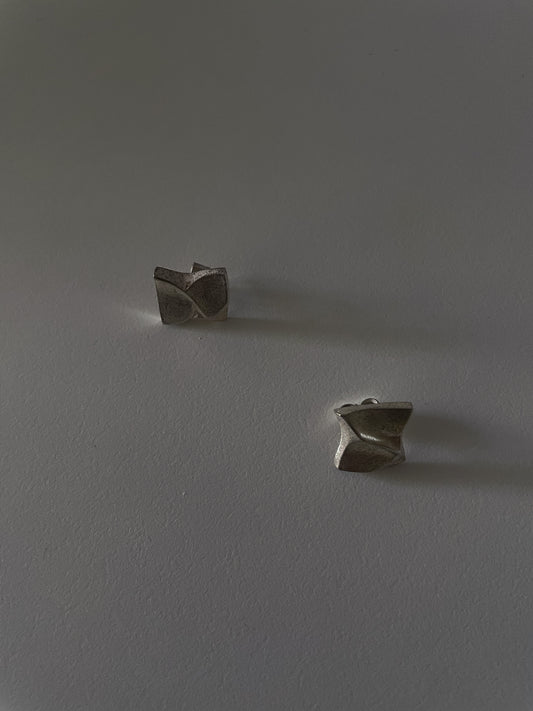 Vintage Designer Björn Weckstrom For Lapponia Sterling Silver Square Stud Earrings M