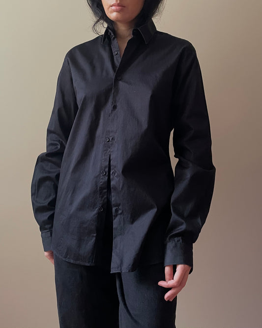 Vintage Designer Emmanuelle Khanh Black Cotton Shirt