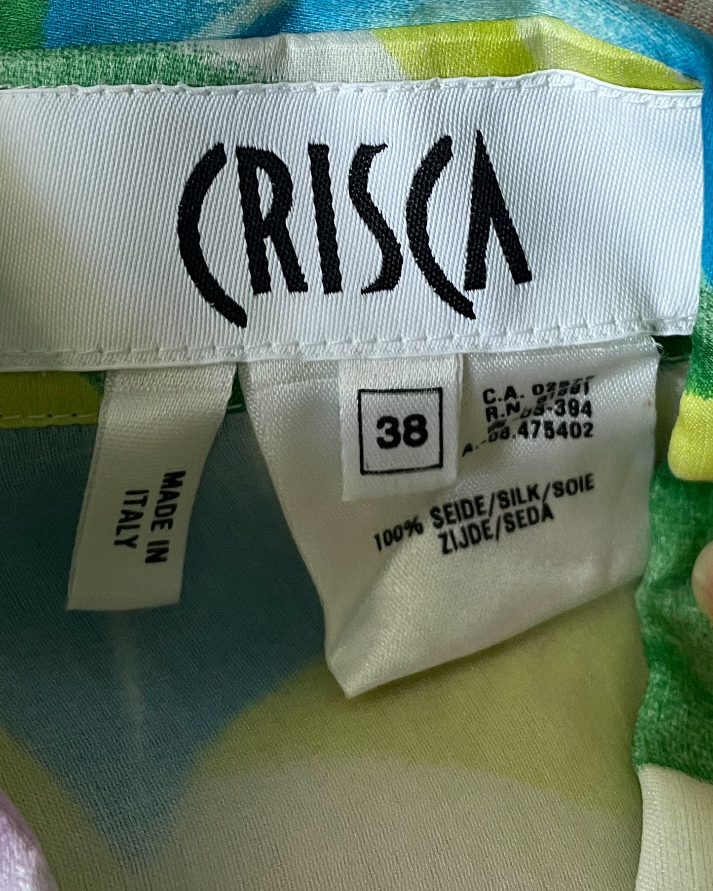 Vintage Designer Crisca Silk Tropical Print Top