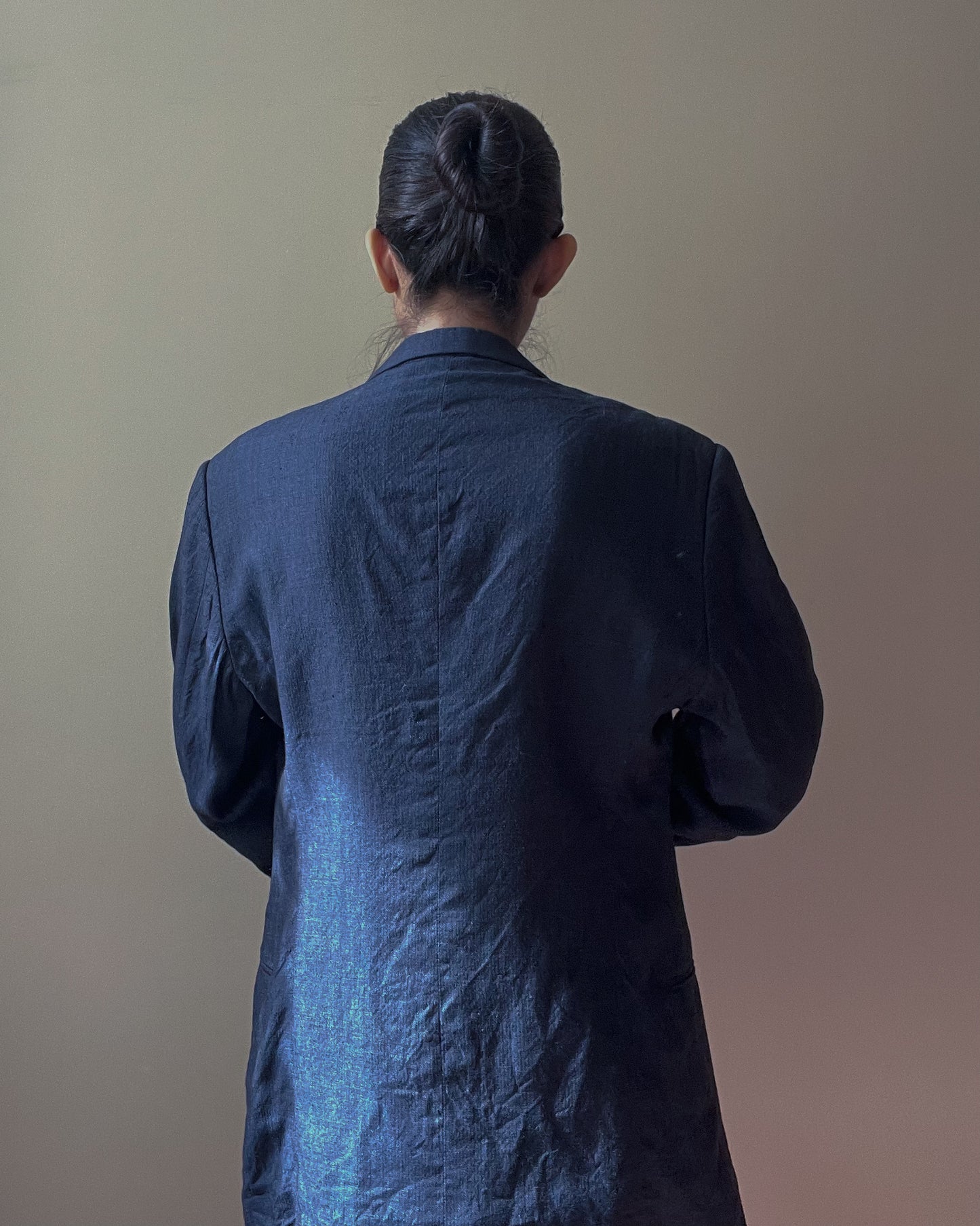 Vintage Oversized Navy Linen Blend Armani Blazer