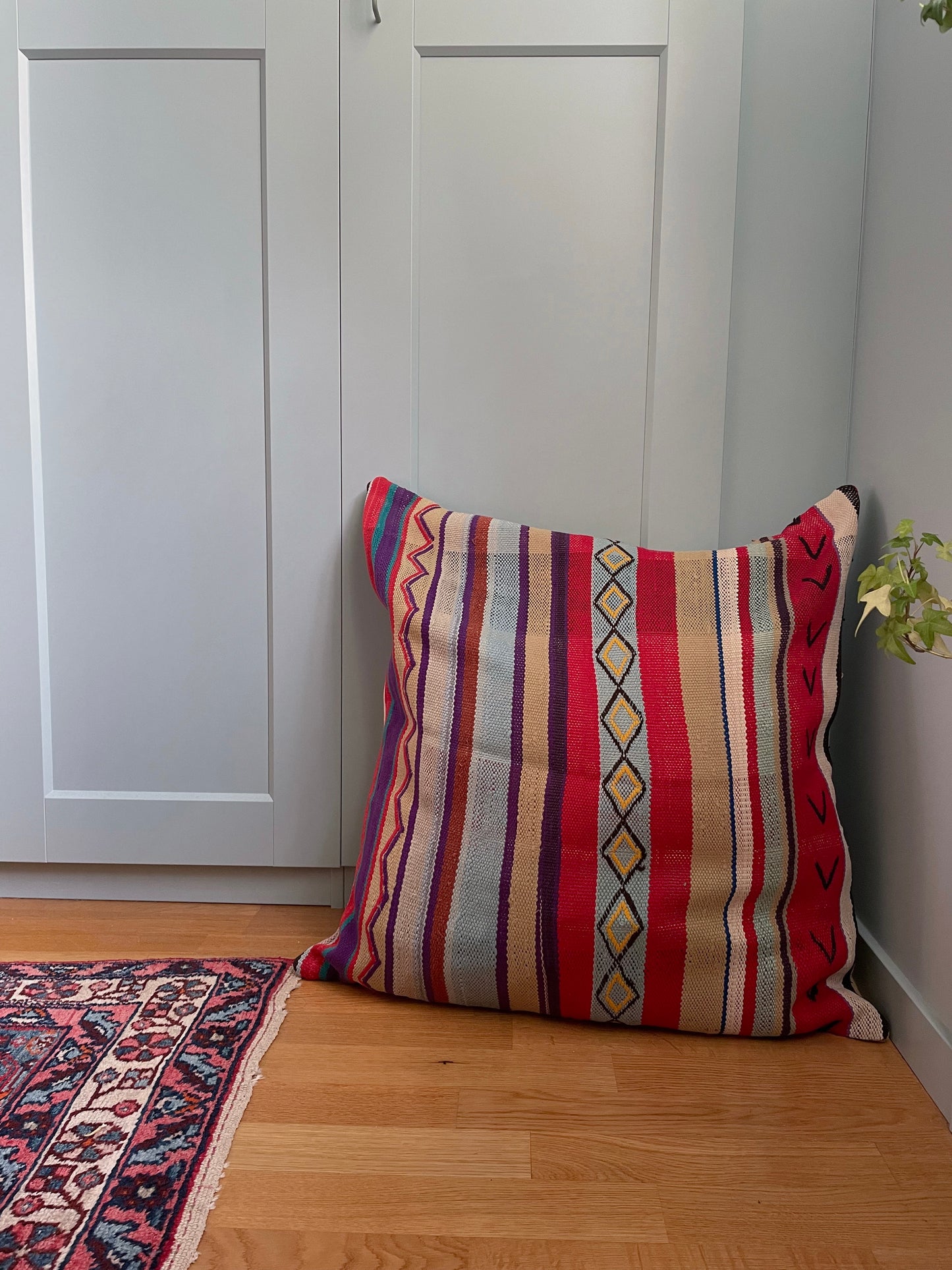 Vintage Handmade Oversized Cotton Striped Pillowcases Set