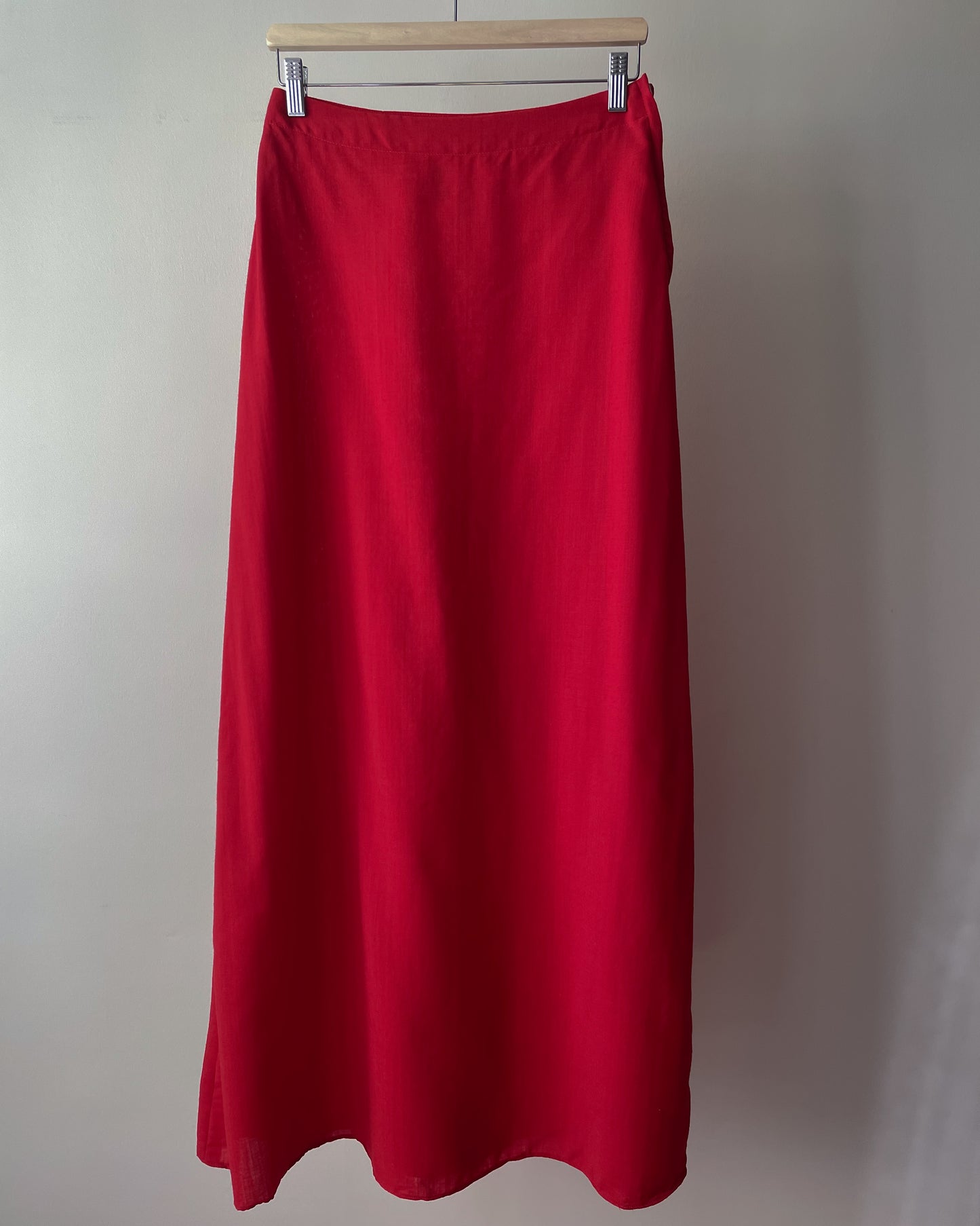 Vintage Designer Vuokko Red Wool Maxi Skirt