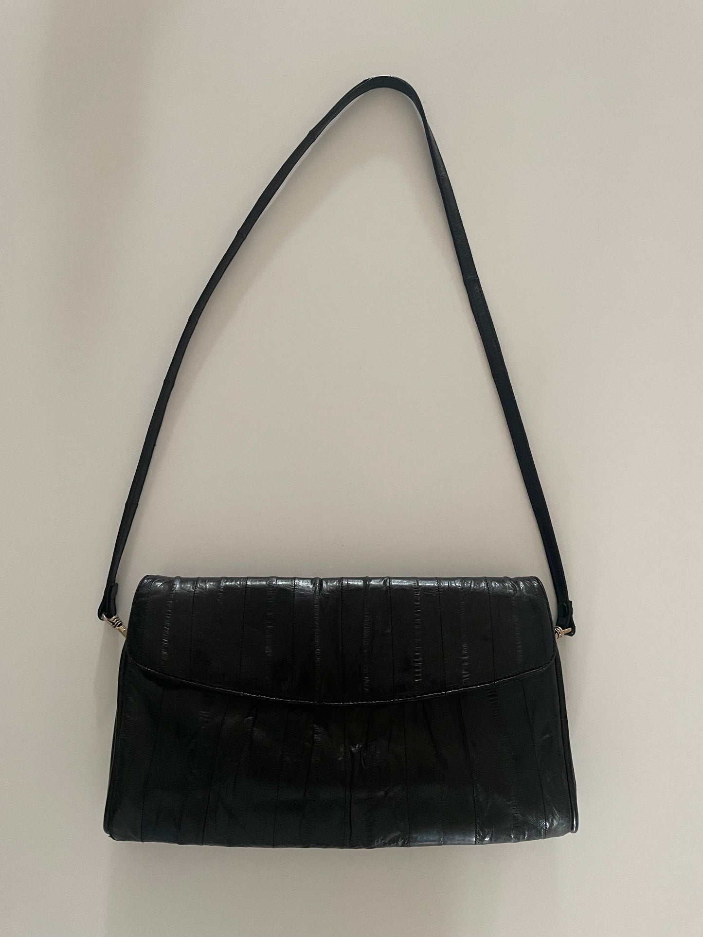 Vintage Black Leather Clutch Bag