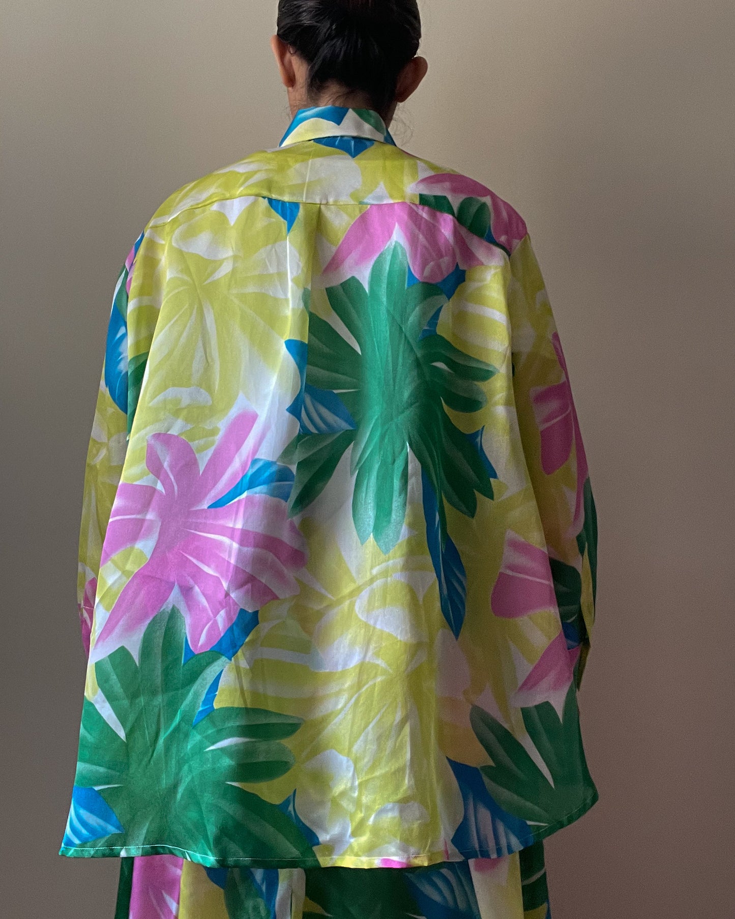 Vintage Designer Crisca Silk Tropical Print Top