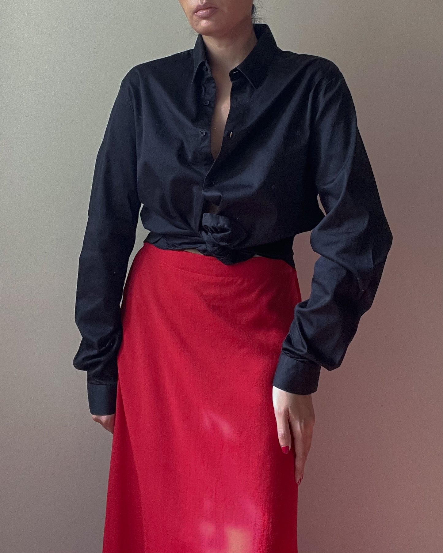 Vintage Designer Vuokko Red Wool Maxi Skirt