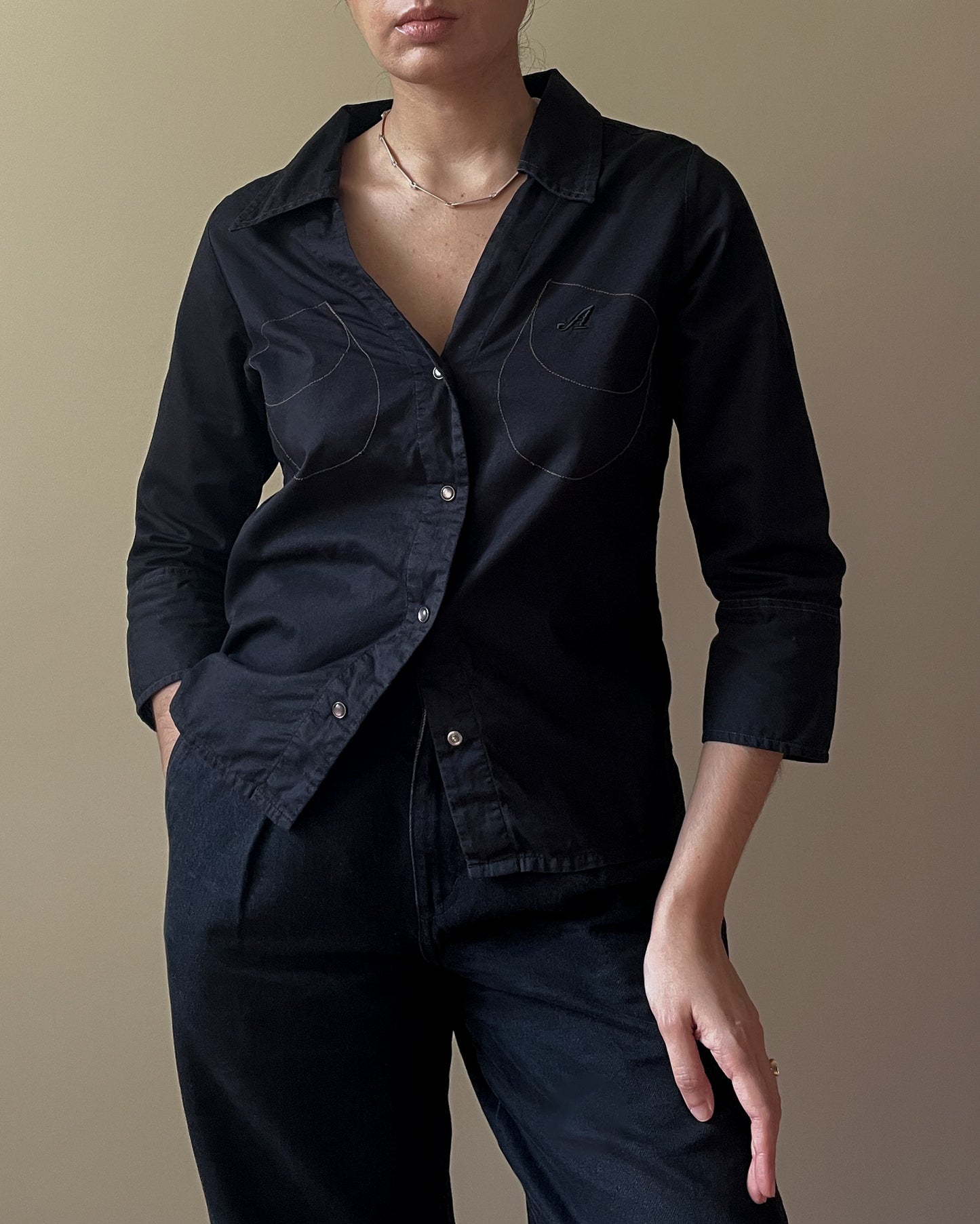 Vintage Brand Acne Black Cotton Western Shirt