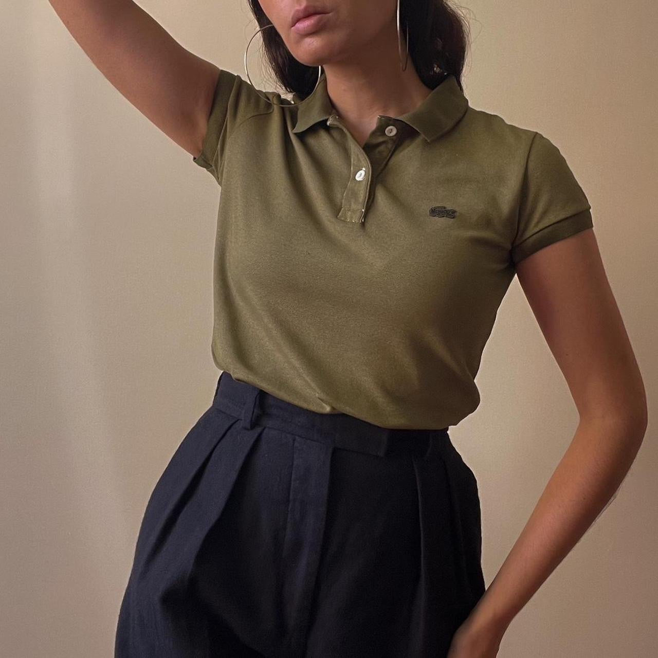Preloved Brand Lacoste Hand Dyed Green Cotton Polo Knit Top