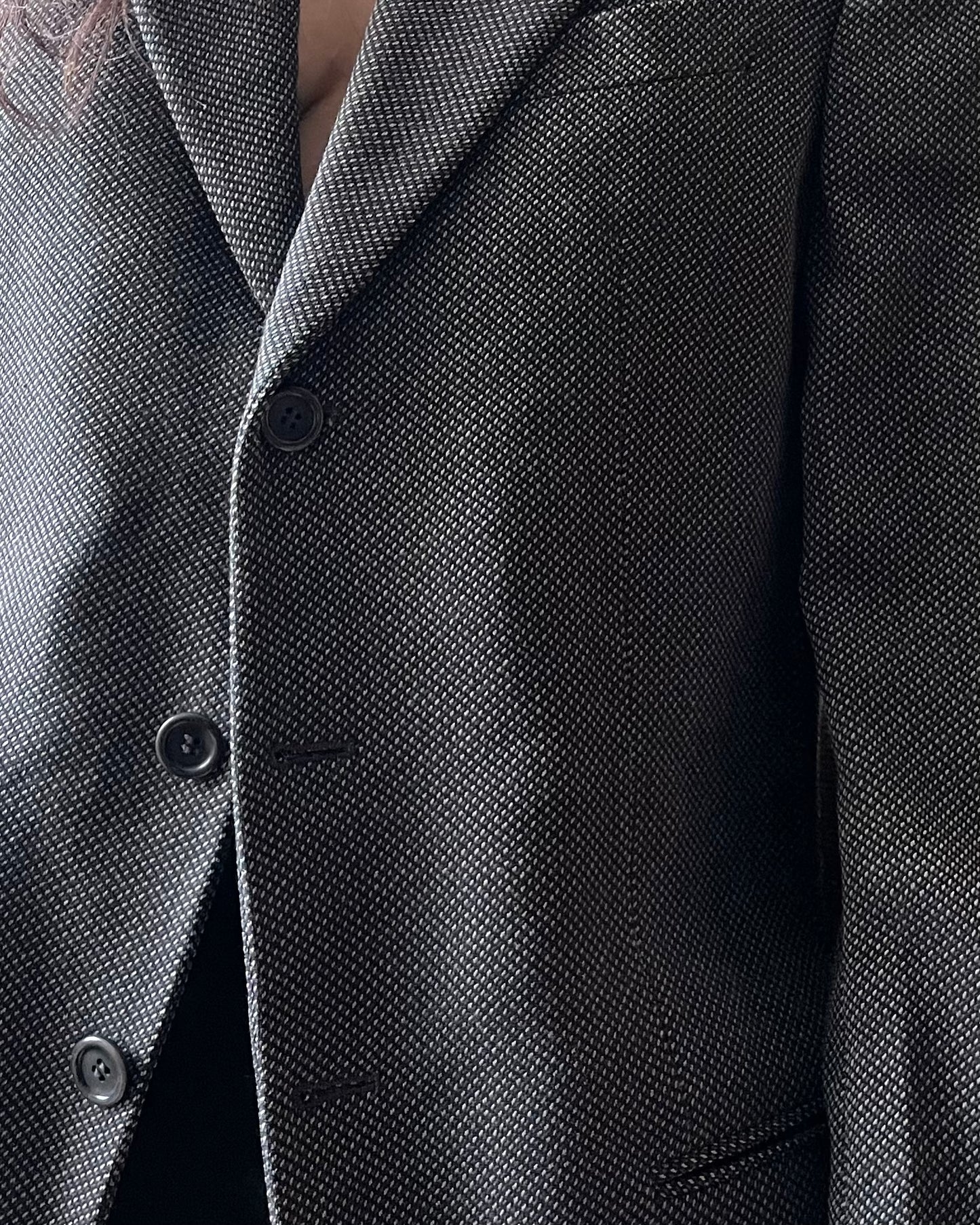 Vintage Designer Armani Oversized Charcoal Grey Wool Blazer