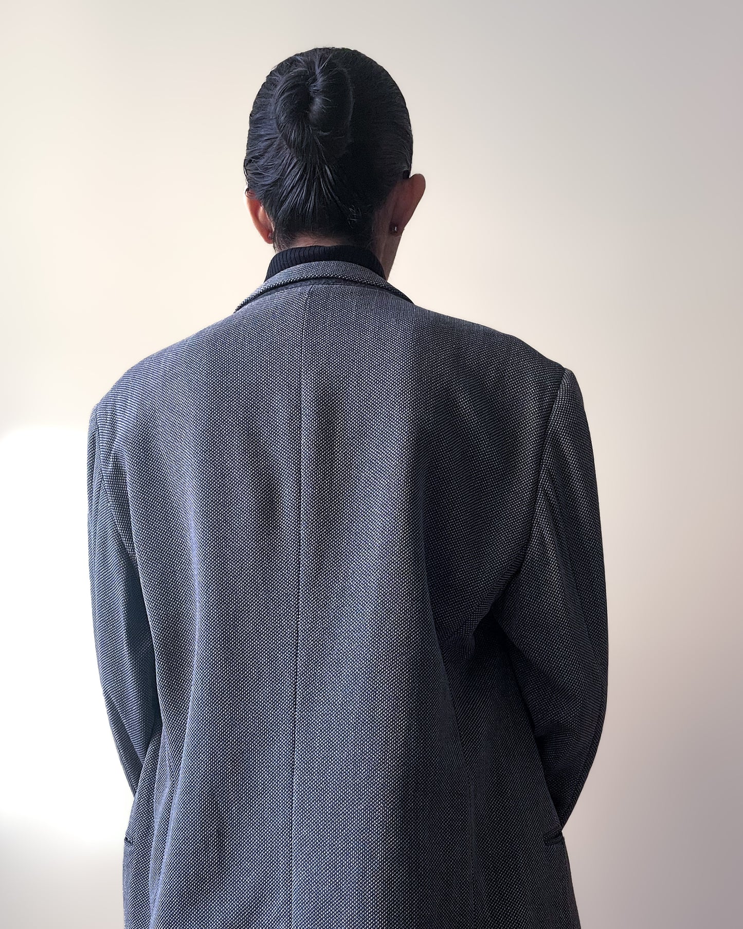 Vintage Designer Armani Oversized Light Grey Wool Silk Blazer