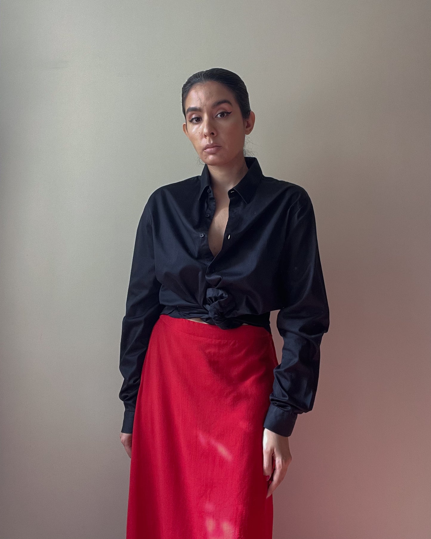 Vintage Designer Vuokko Red Wool Maxi Skirt