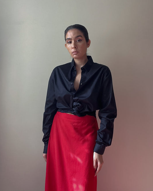 Vintage Designer Vuokko Red Wool Maxi Skirt