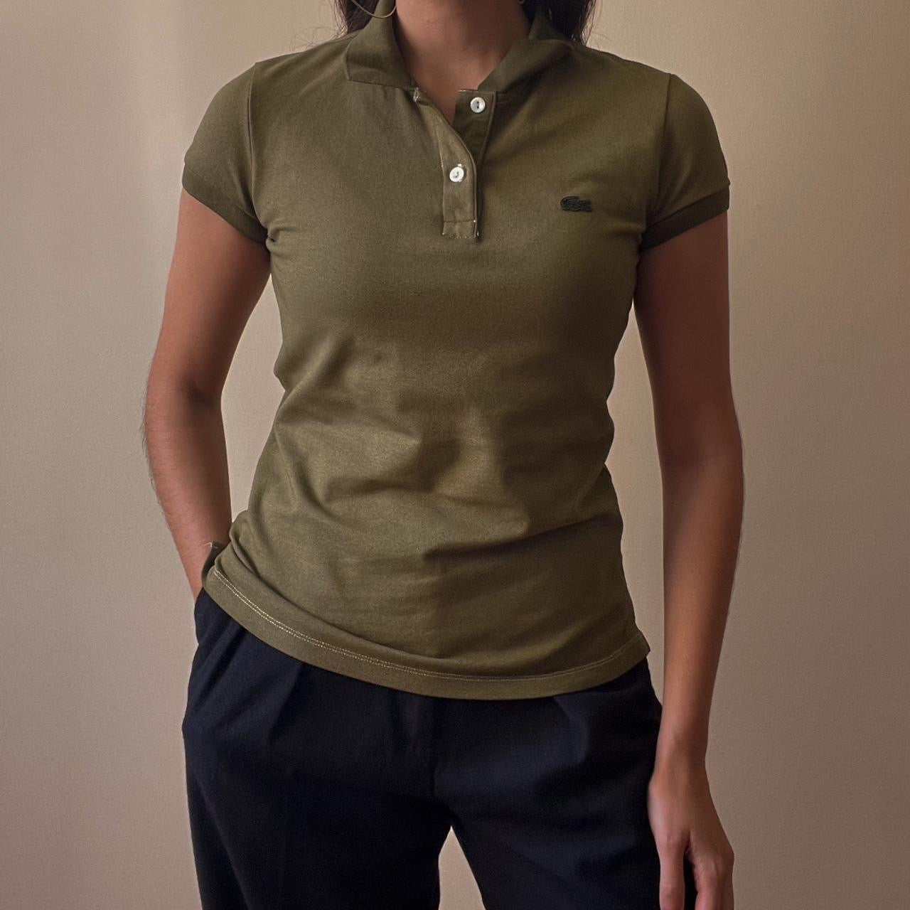 Preloved Brand Lacoste Hand Dyed Green Cotton Polo Knit Top
