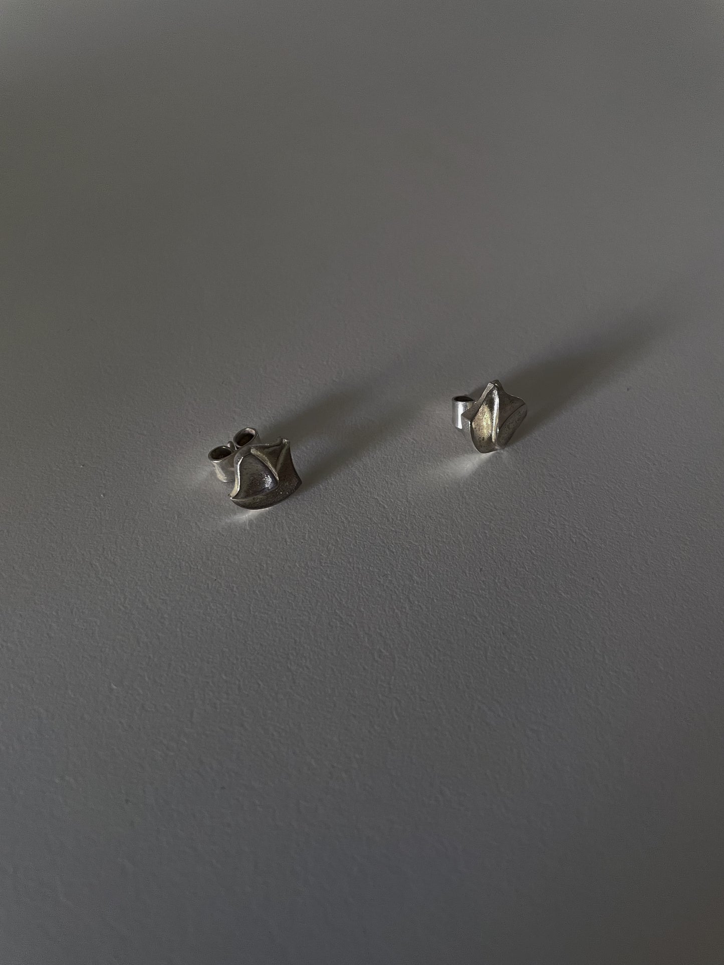 Vintage Designer Björn Weckstrom For Lapponia Sterling Silver Square Stud Earrings S