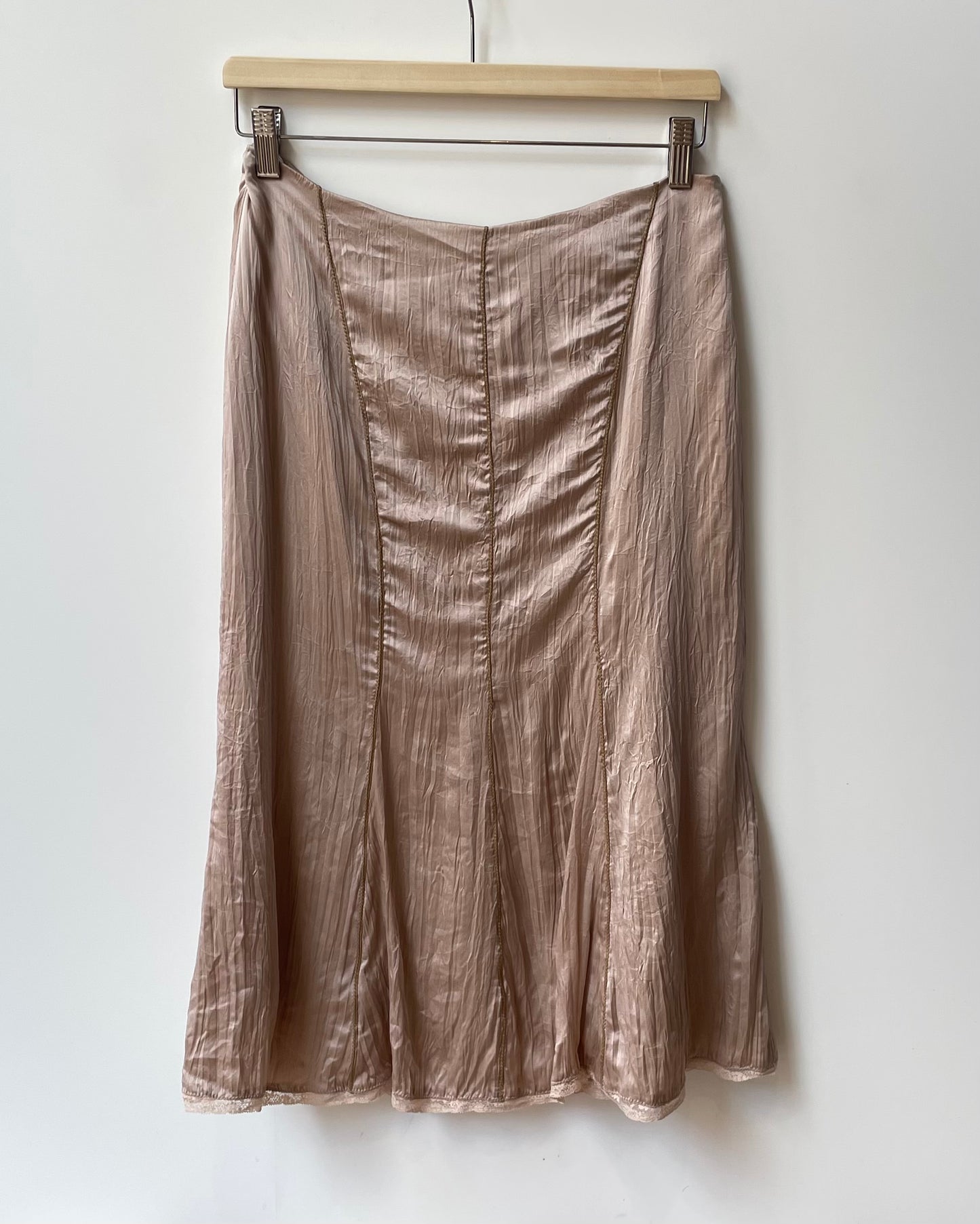 Vintage Pink Silk Midi Skirt