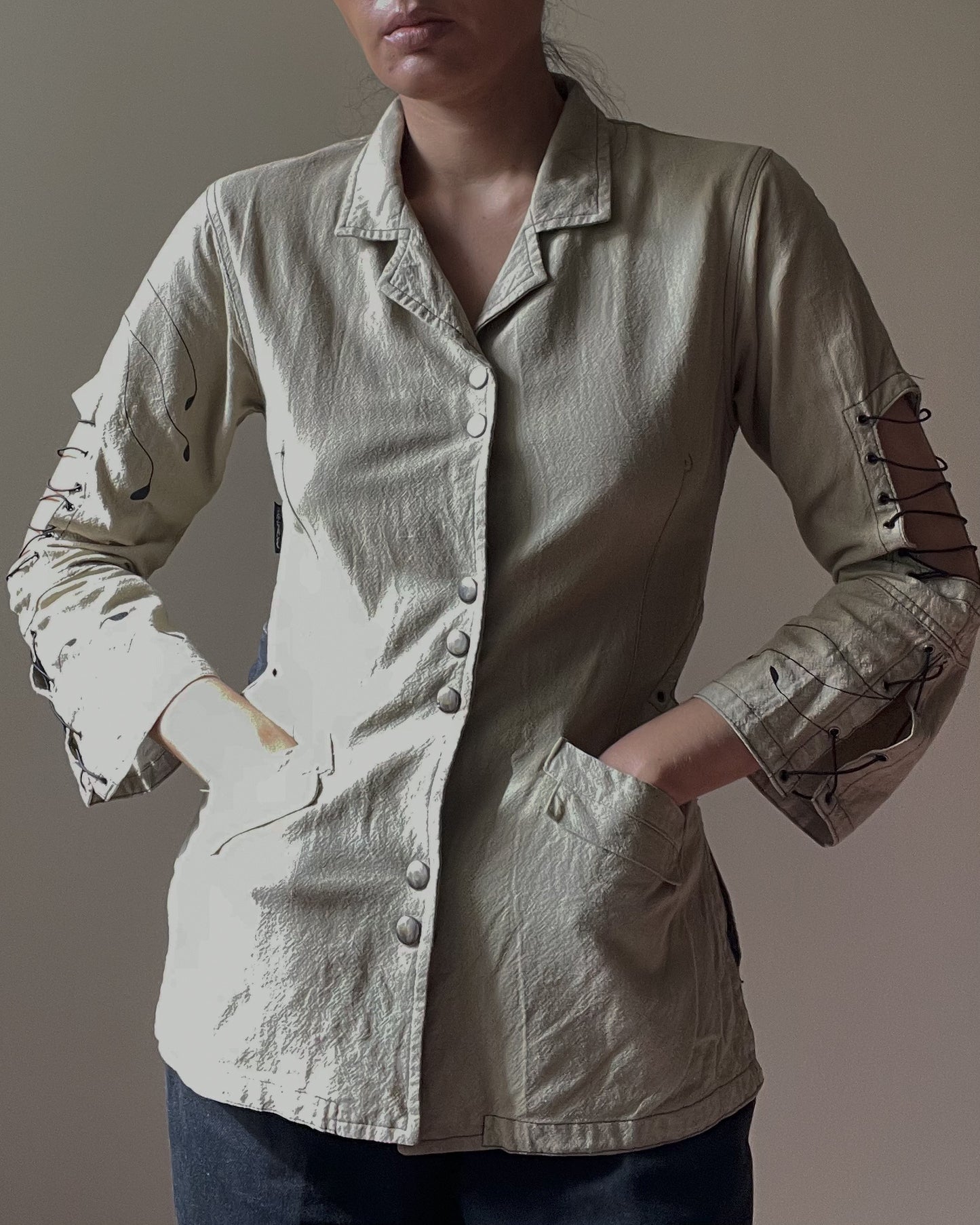 Vintage Finnish Brand Bakao Linen Blend Cutout Top