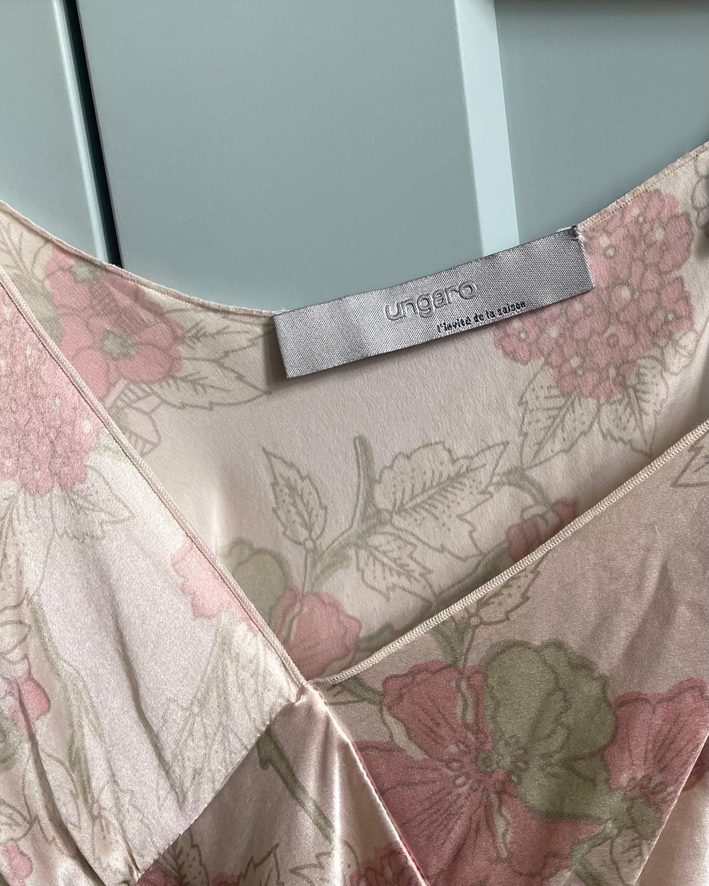 Vintage Designer Ungaro Pink Silk Floral Print Cami