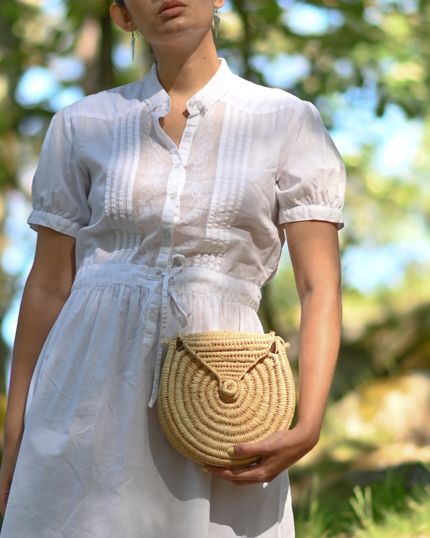 Vintage Straw Round Crossbody