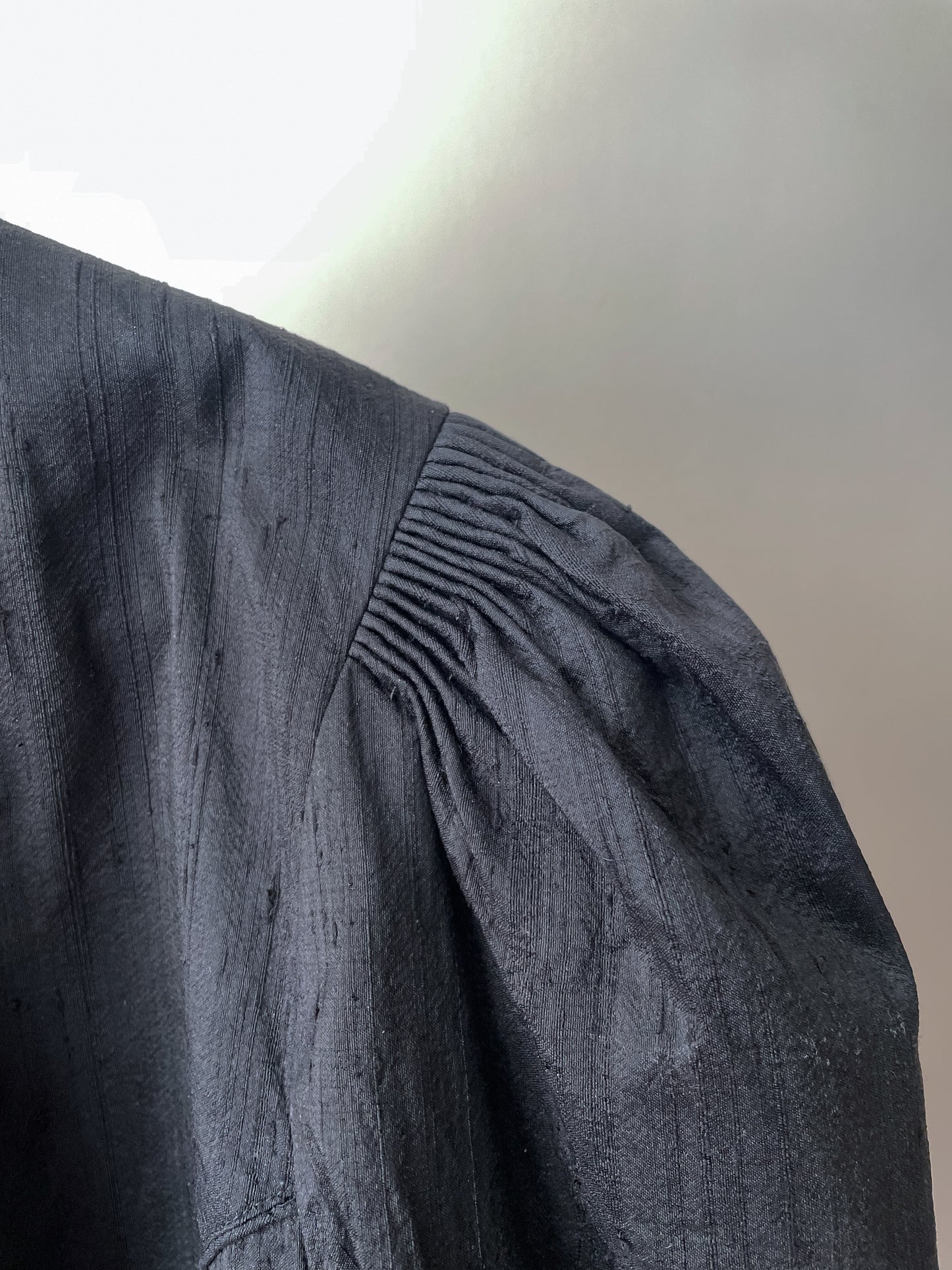 Vintage Silk Black Cropped Puff Sleeve Bolero Jacket