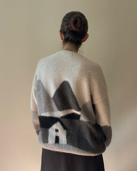 Vintage Peruvian Alpaca Scenic Knit Cardigan