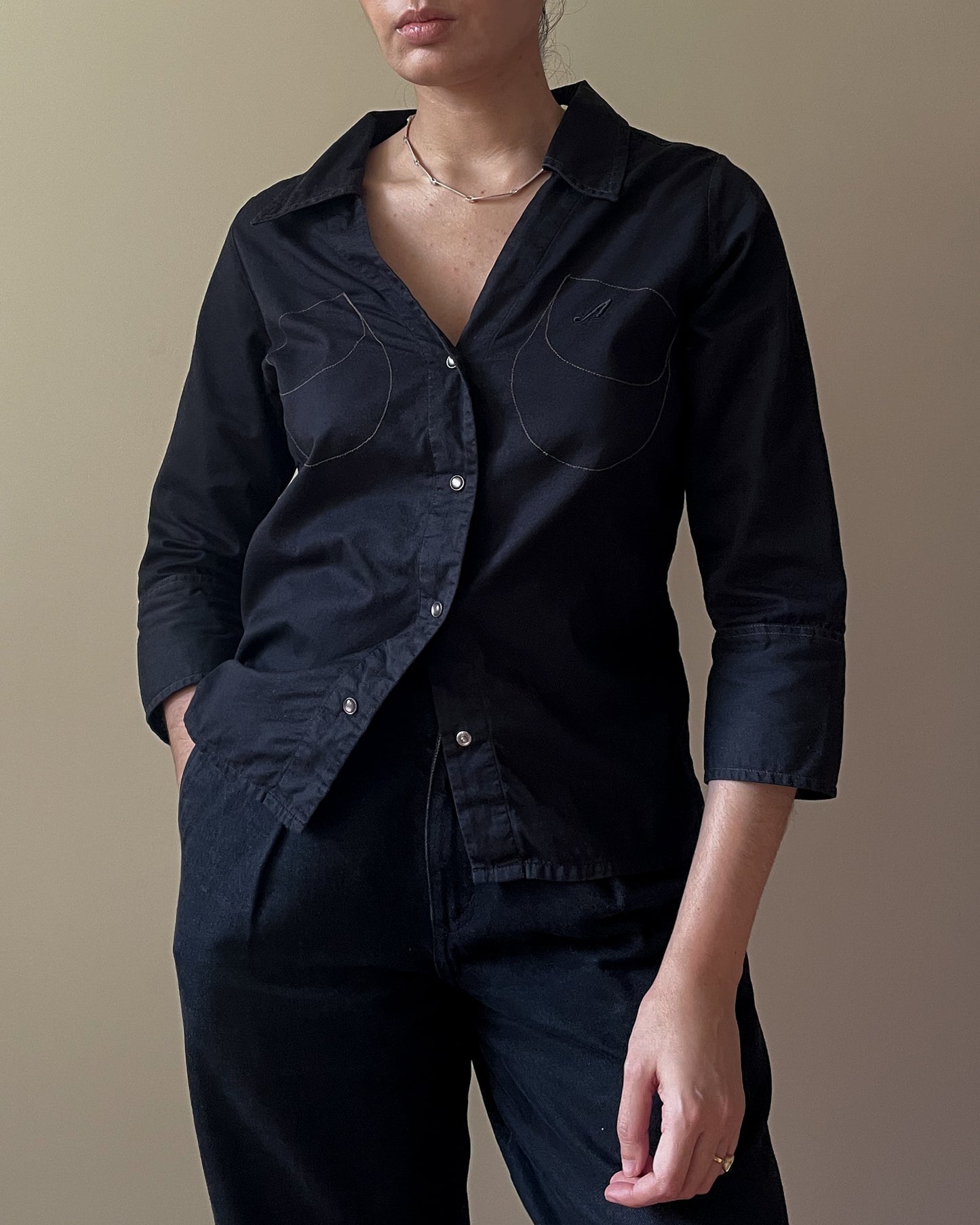 Vintage Brand Acne Black Cotton Western Shirt