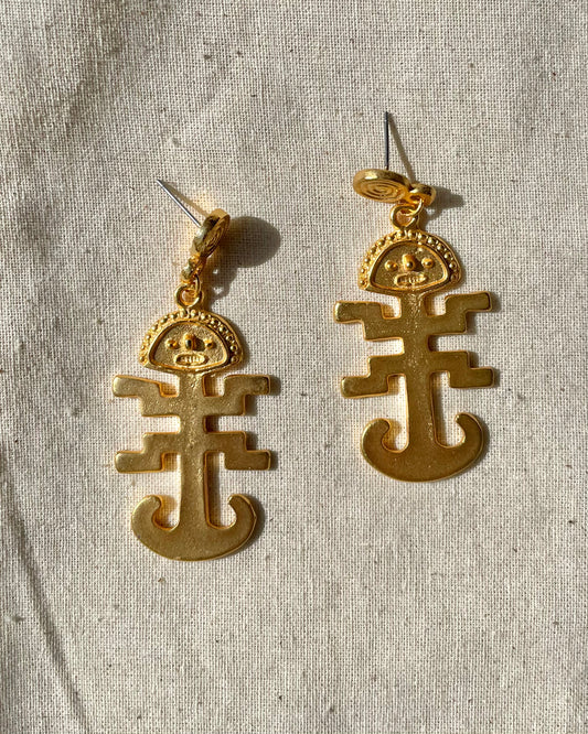 Artisanal Colombian Gold Plated Jaguar Earrings