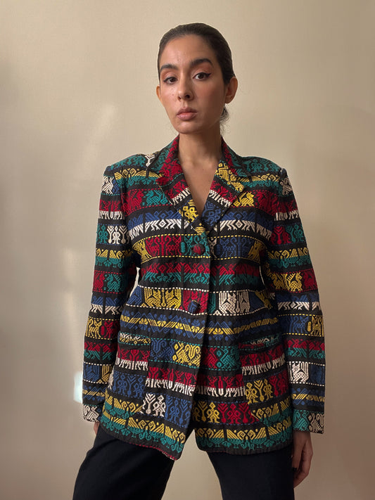 Vintage Jacquard Woven Blazer
