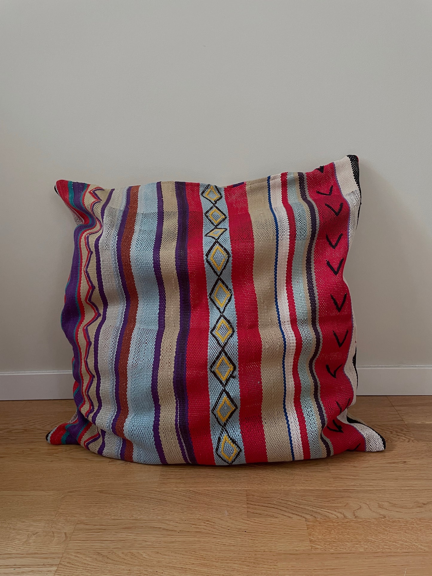 Vintage Handmade Oversized Cotton Striped Pillowcases Set