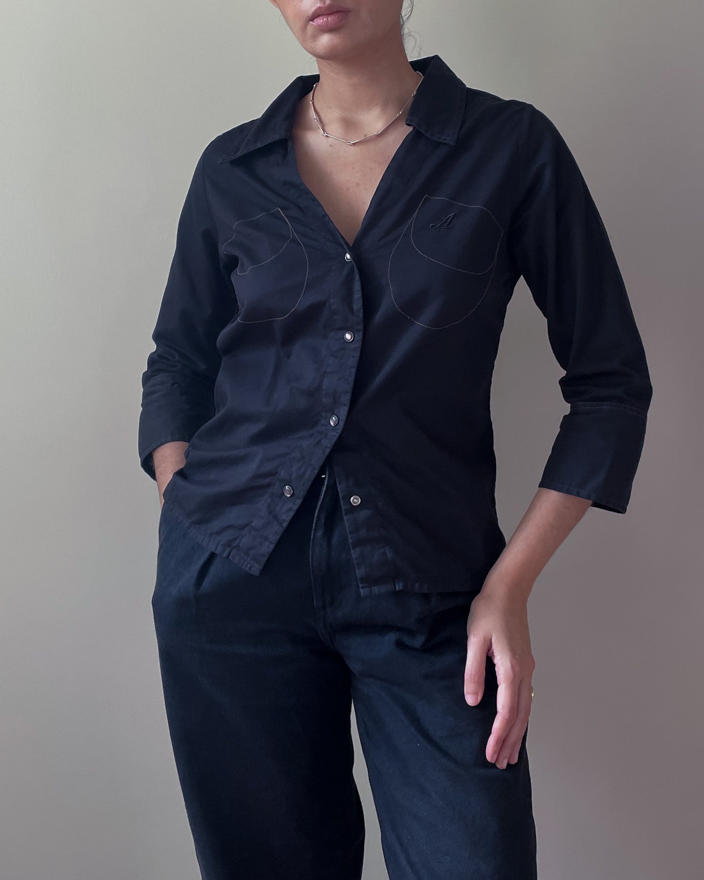 Vintage Brand Acne Black Cotton Western Shirt