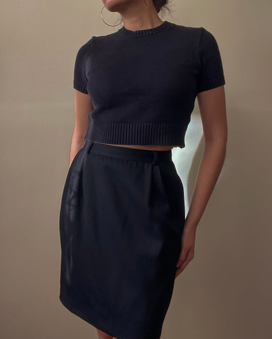 Vintage Designer Valentino Studio Black Wool Skirt
