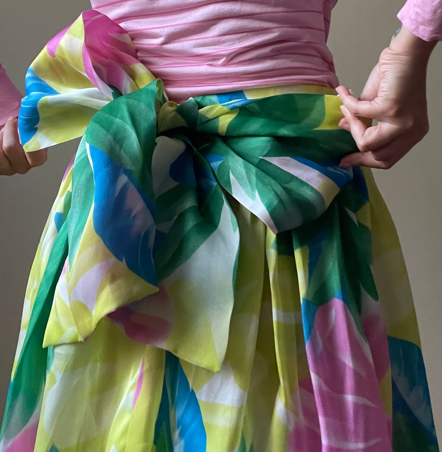 Vintage Designer Crisca Silk Tropical Print Skirt