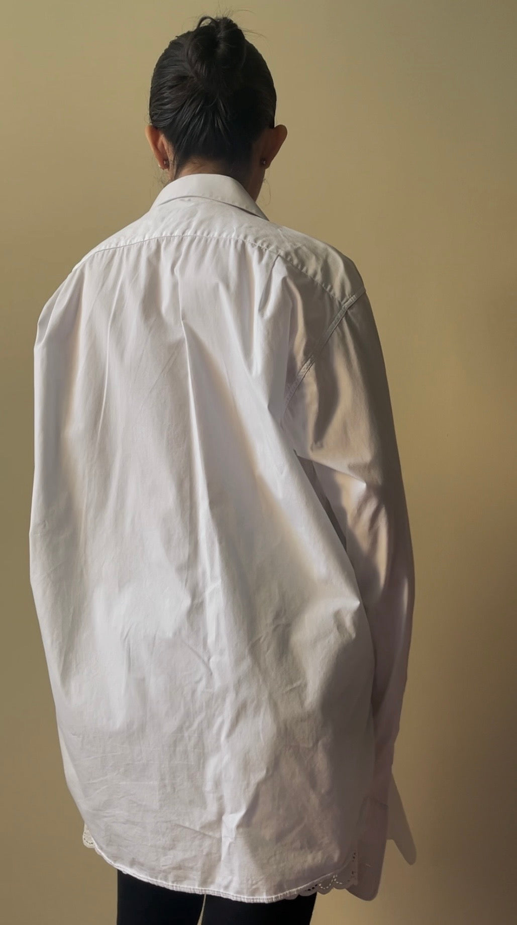 Vintage White Pleated Cufflink Cotton Shirt