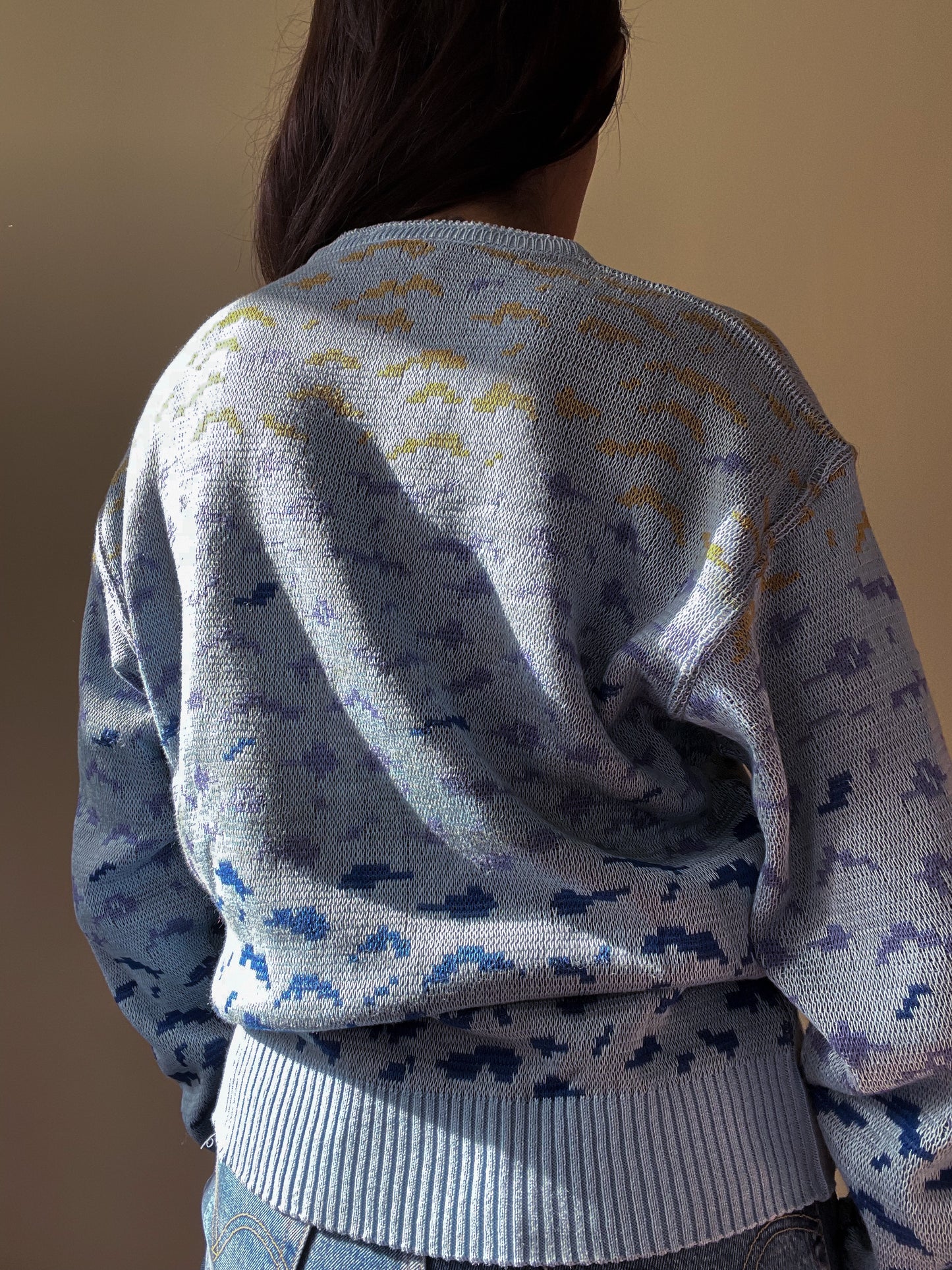 Vintage Designer Laura Biagiotti Blue Cotton Knit Sweater