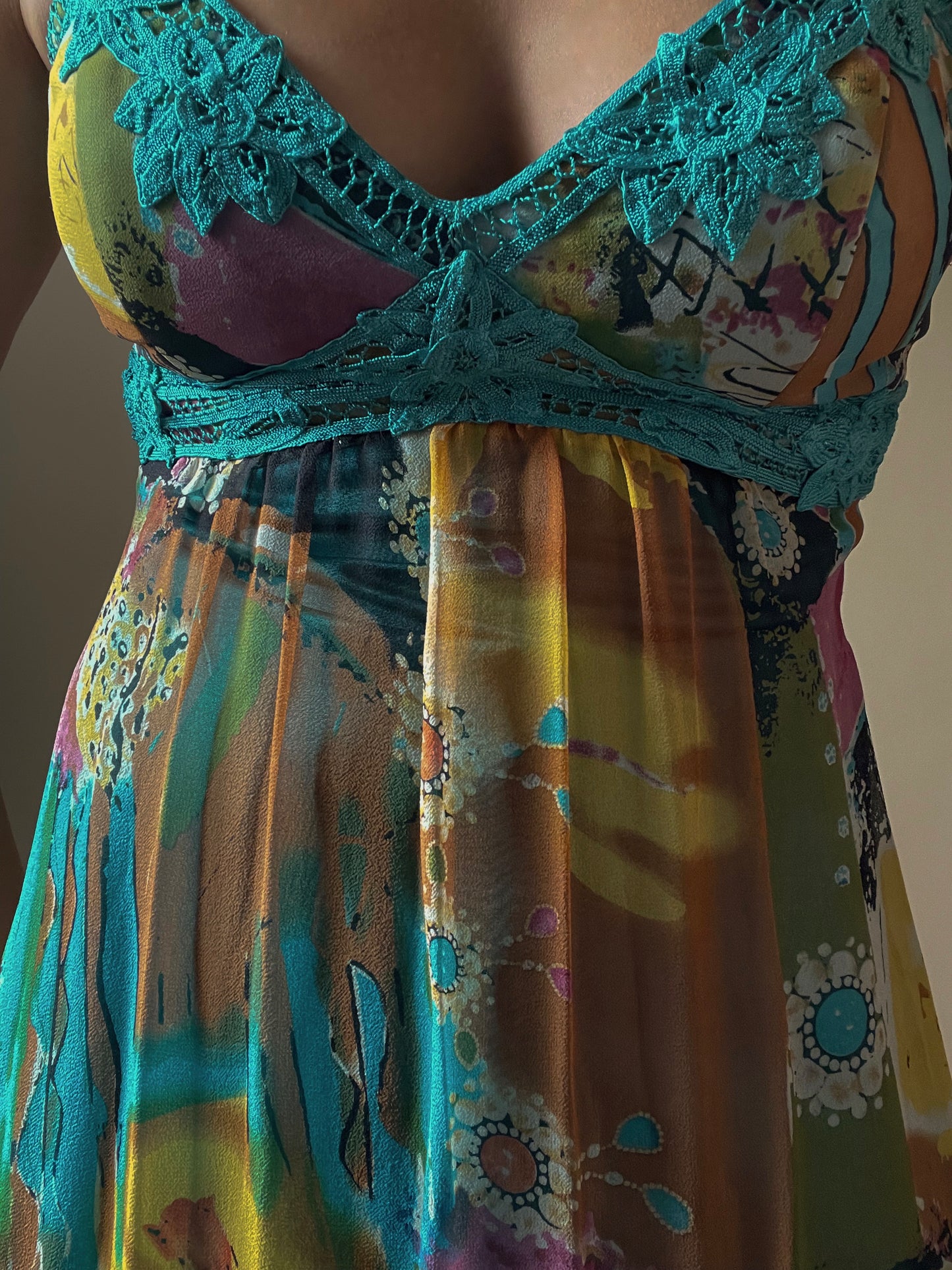 Vintage Designer Sue Wong Silk Print Dress