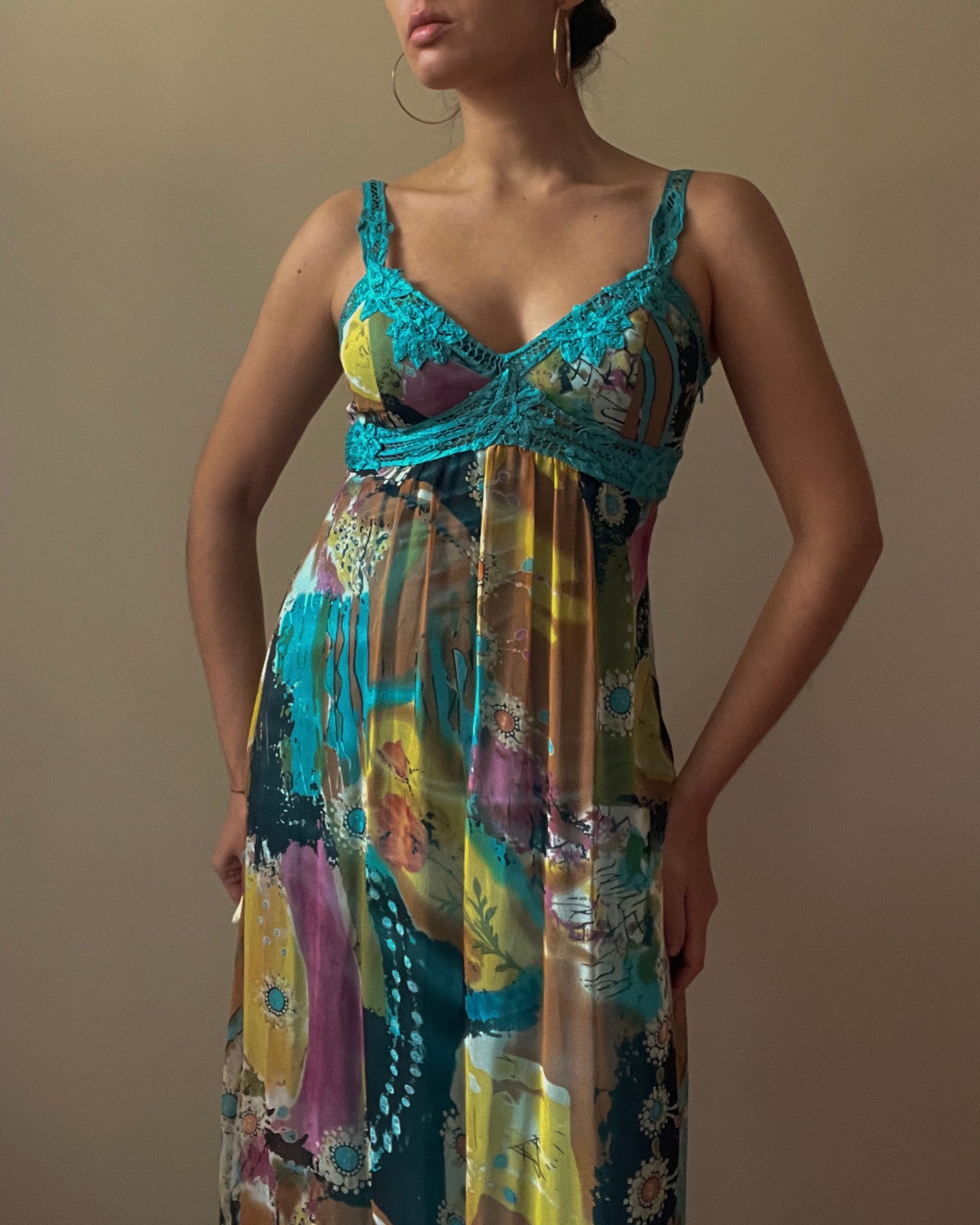 Vintage Designer Sue Wong Silk Print Dress