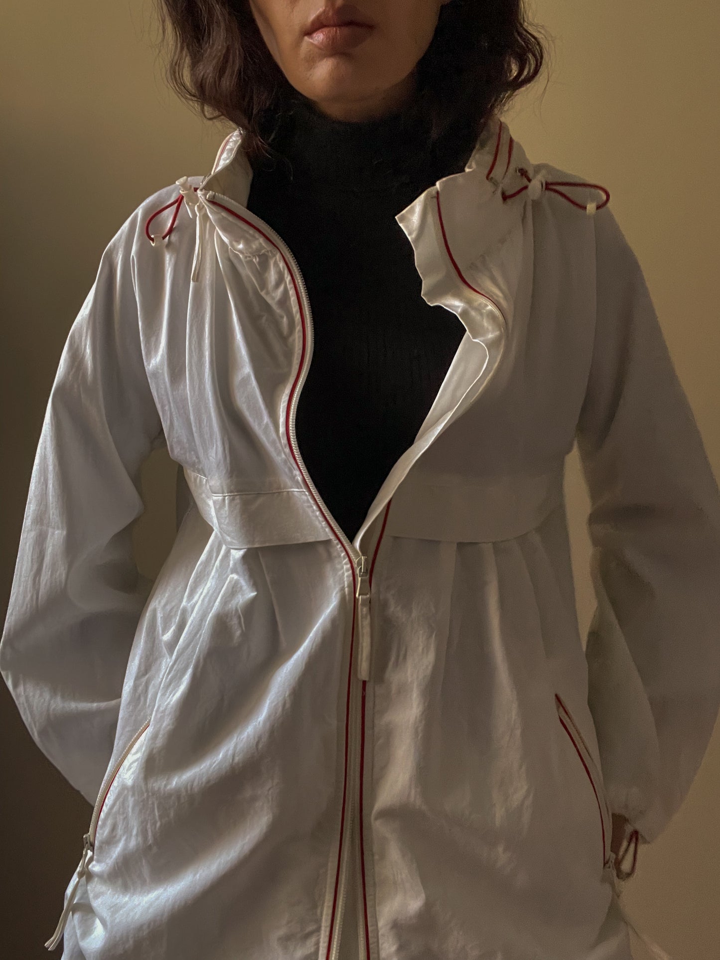 Vintage Designer Moschino White Windbreaker Jacket